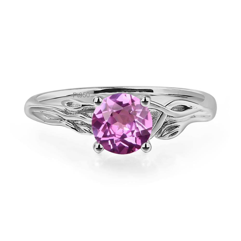 Petite Pink Sapphire Tender Leaf Ring - LUO Jewelry #metal_platinum