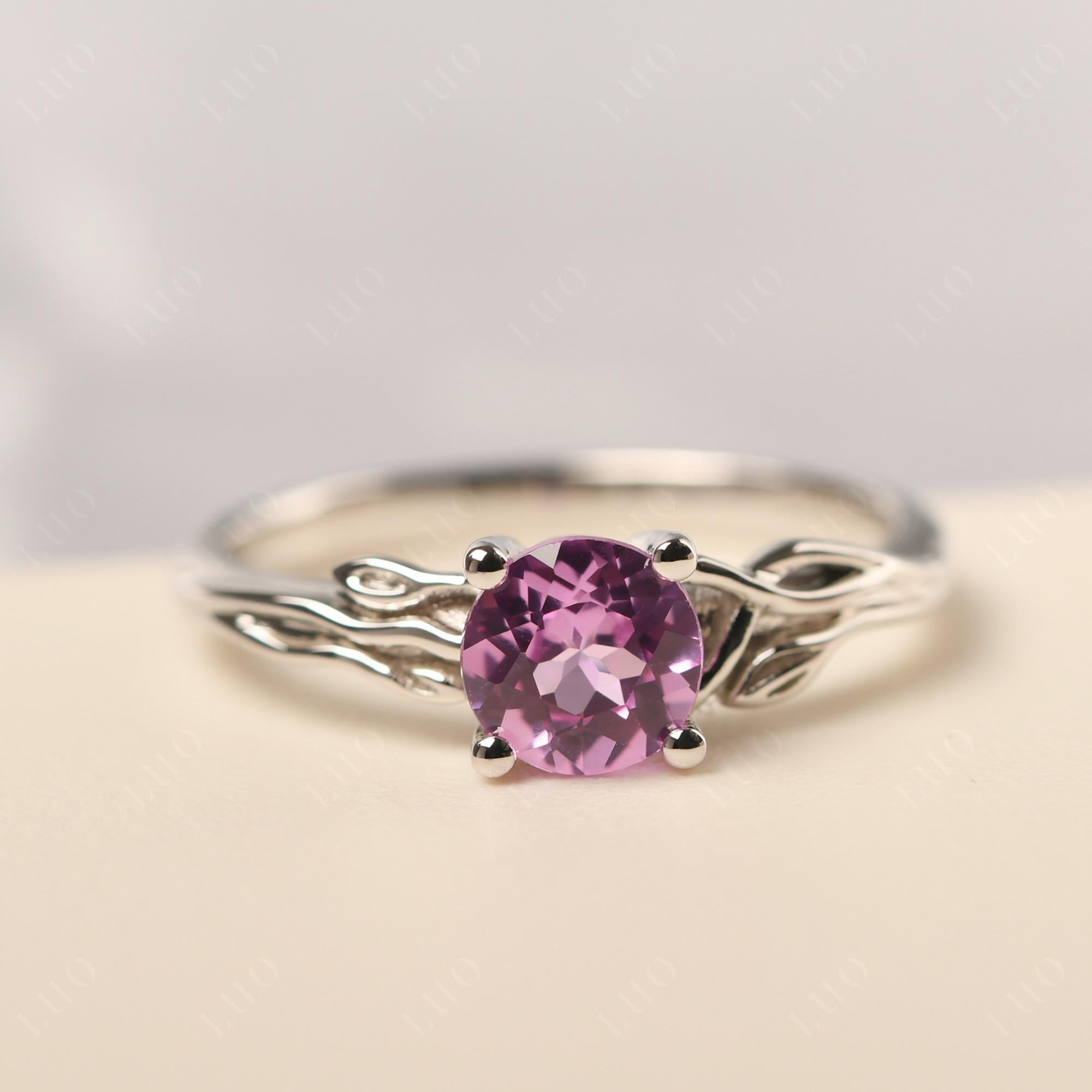 Petite Pink Sapphire Tender Leaf Ring - LUO Jewelry