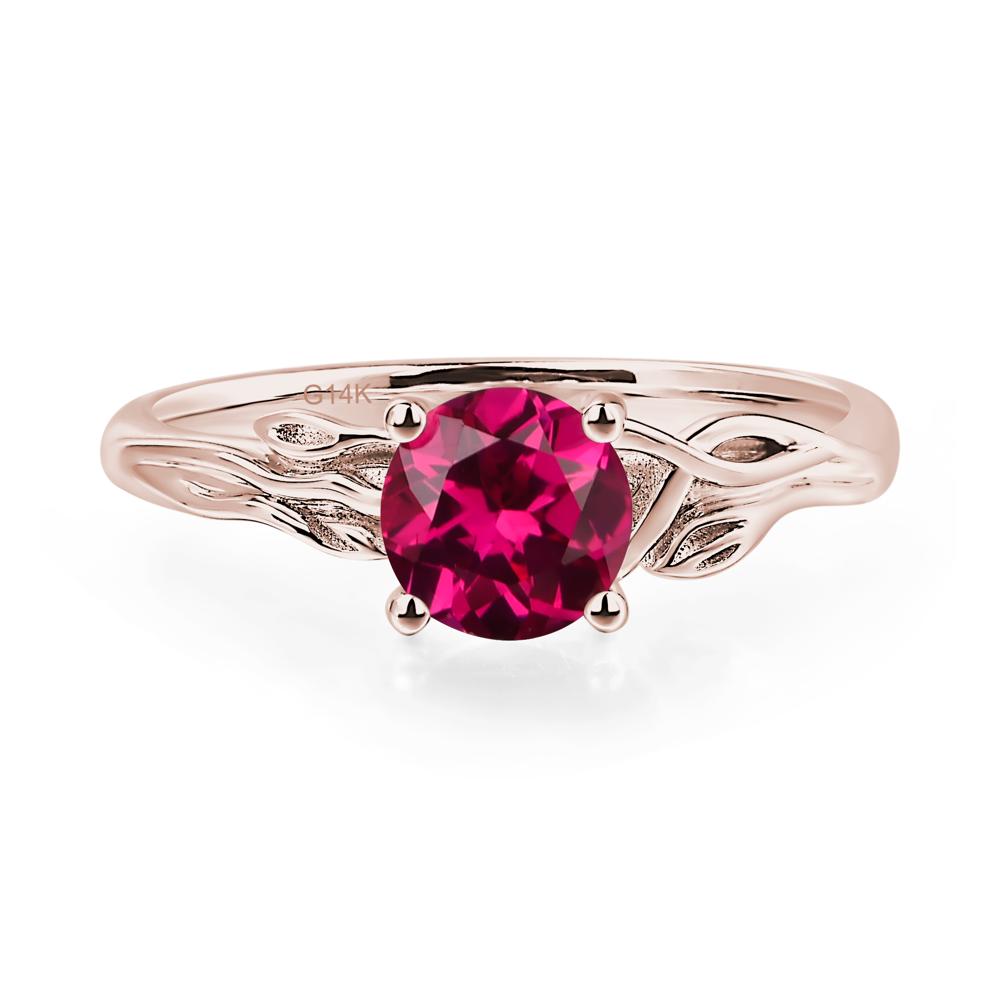 Petite Ruby Tender Leaf Ring - LUO Jewelry #metal_14k rose gold