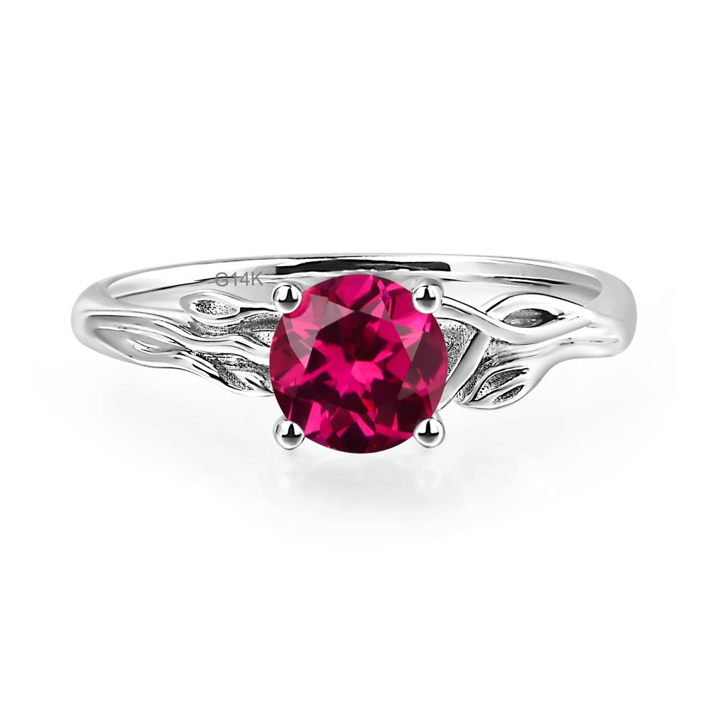 Petite Ruby Tender Leaf Ring - LUO Jewelry #metal_14k white gold