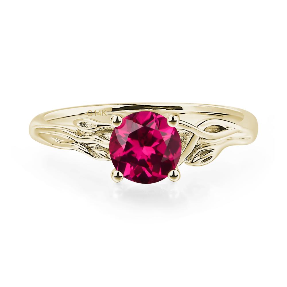 Petite Ruby Tender Leaf Ring - LUO Jewelry #metal_14k yellow gold