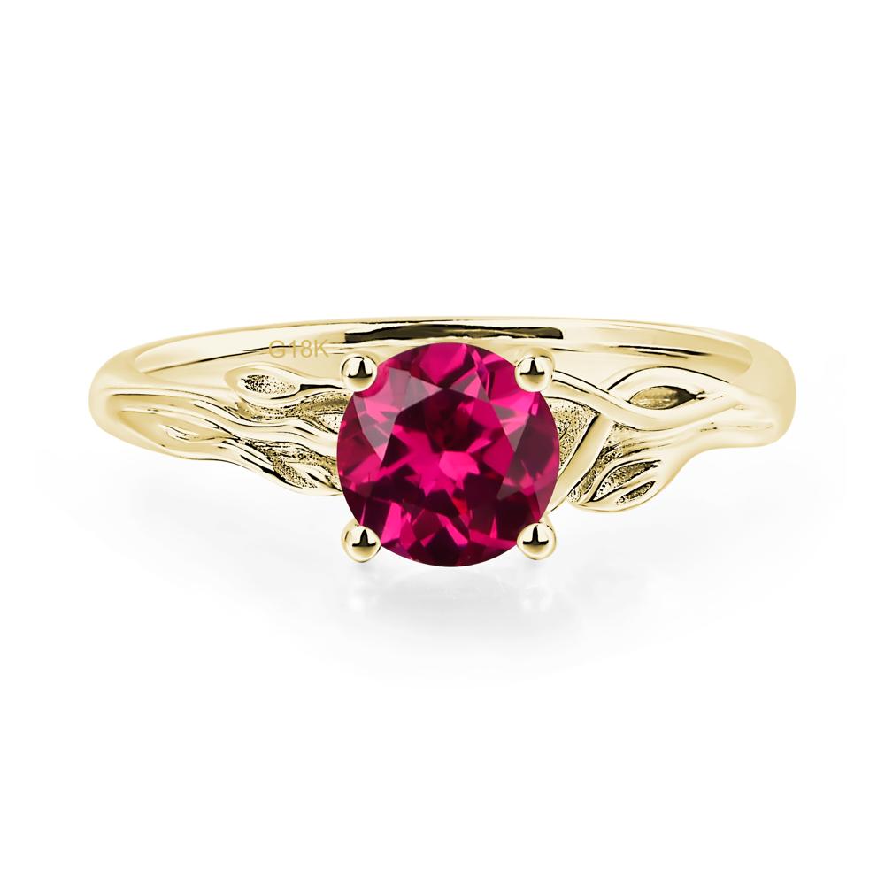 Petite Ruby Tender Leaf Ring - LUO Jewelry #metal_18k yellow gold