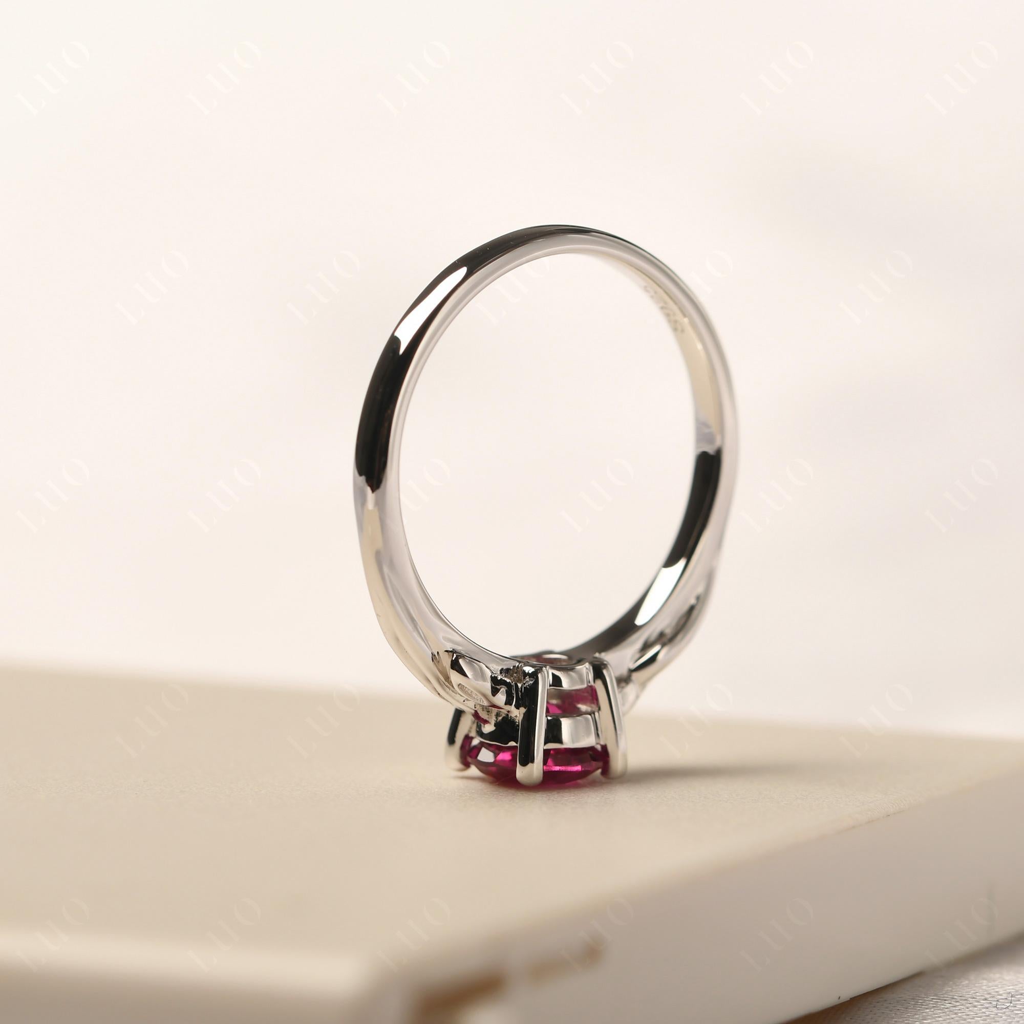 Petite Ruby Tender Leaf Ring - LUO Jewelry