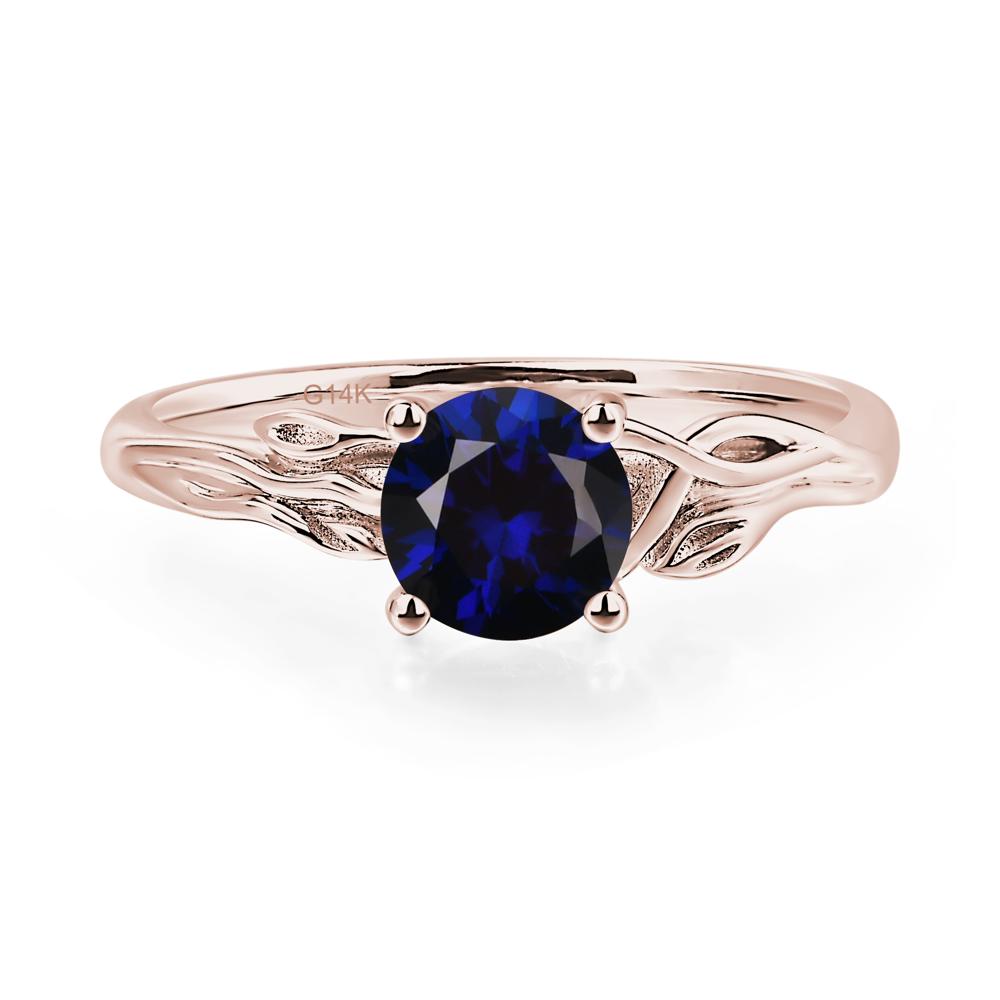 Petite Lab Sapphire Tender Leaf Ring - LUO Jewelry #metal_14k rose gold