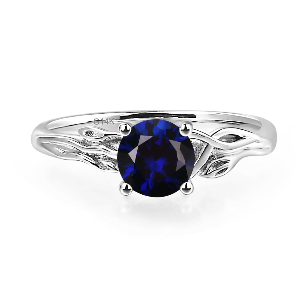 Petite Lab Sapphire Tender Leaf Ring - LUO Jewelry #metal_14k white gold