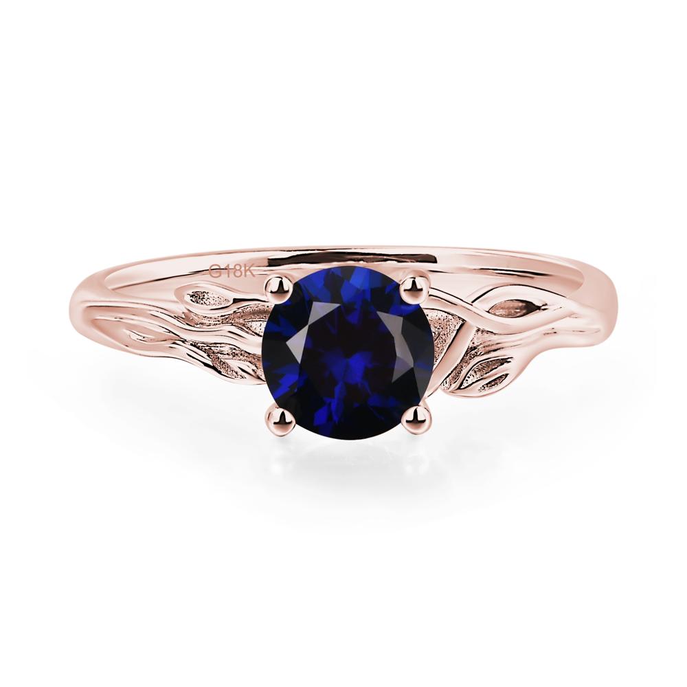 Petite Lab Sapphire Tender Leaf Ring - LUO Jewelry #metal_18k rose gold