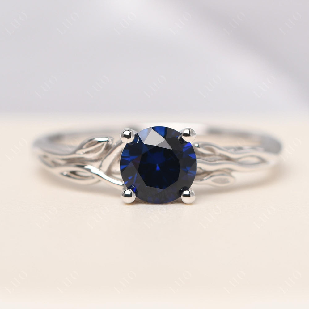 Lab Sapphire Vintage Solitaire Engagement Ring - LUO Jewelry