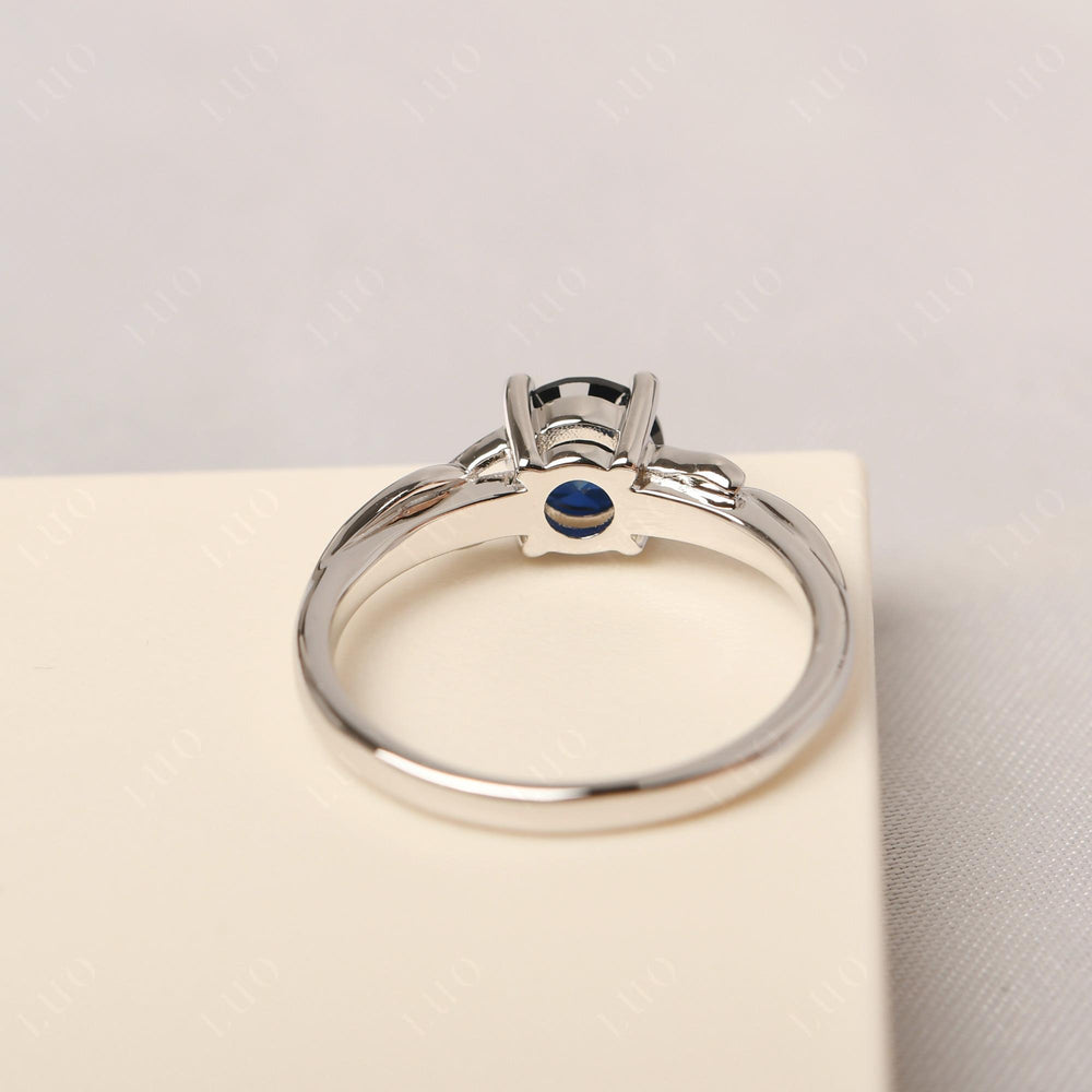 Lab Sapphire Vintage Solitaire Engagement Ring - LUO Jewelry