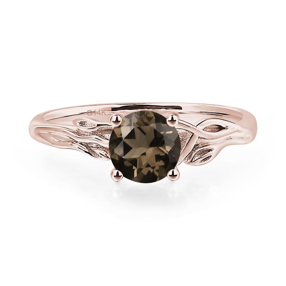 Petite Smoky Quartz Tender Leaf Ring - LUO Jewelry #metal_14k rose gold