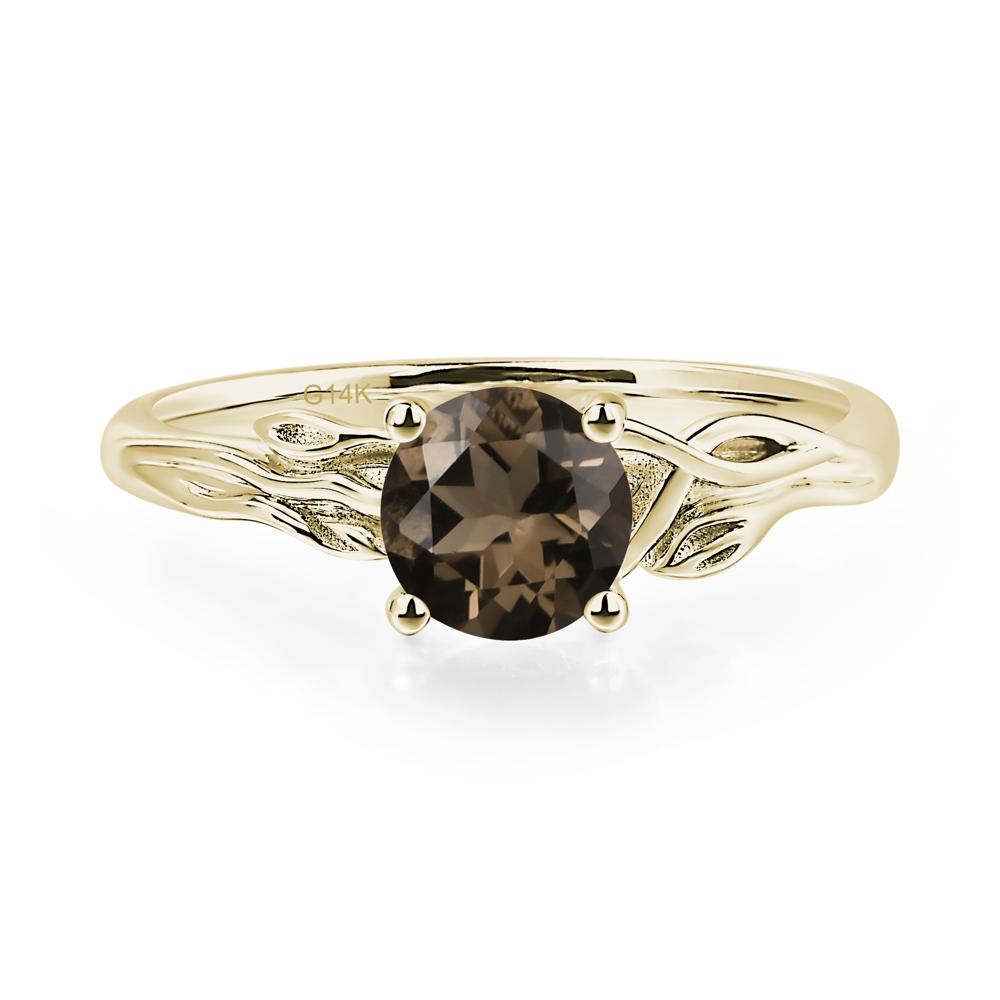 Petite Smoky Quartz Tender Leaf Ring - LUO Jewelry #metal_14k yellow gold