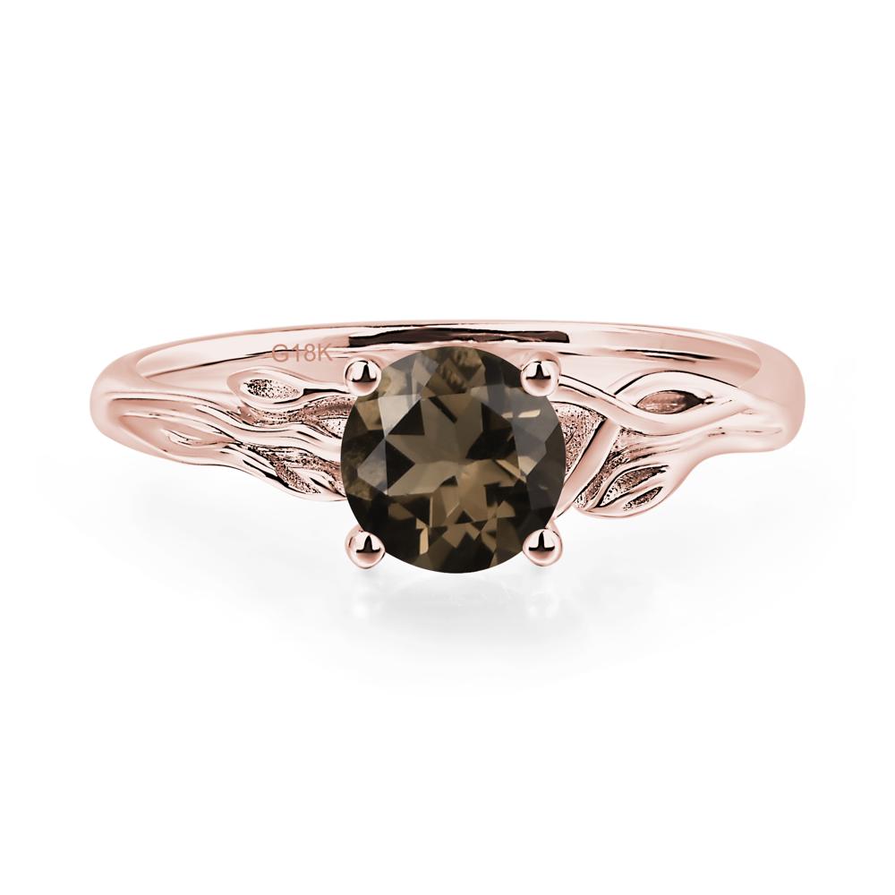 Petite Smoky Quartz Tender Leaf Ring - LUO Jewelry #metal_18k rose gold
