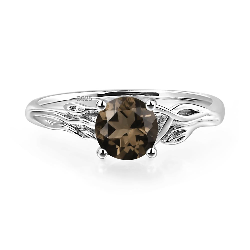 Petite Smoky Quartz Tender Leaf Ring - LUO Jewelry #metal_sterling silver