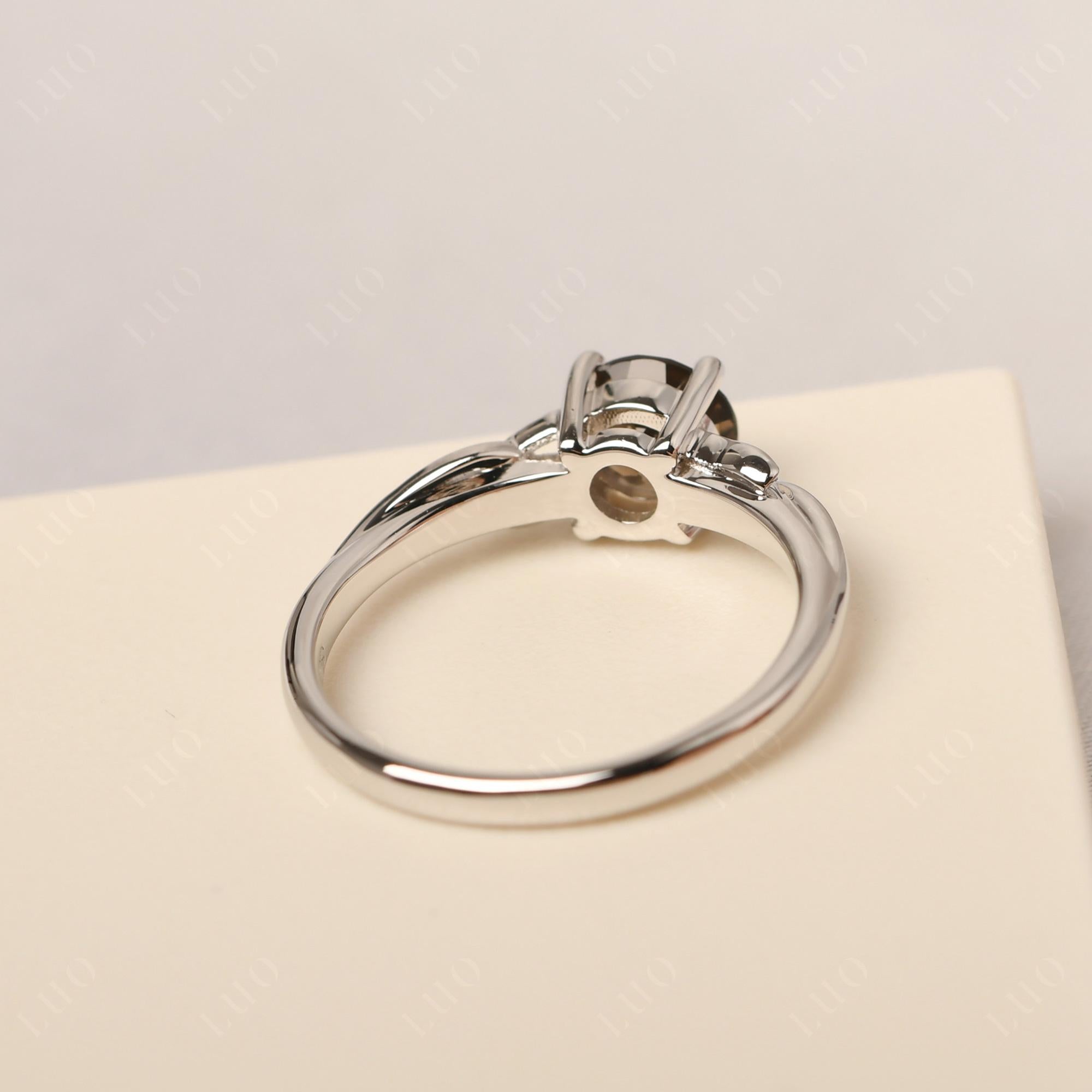 Petite Smoky Quartz Tender Leaf Ring - LUO Jewelry