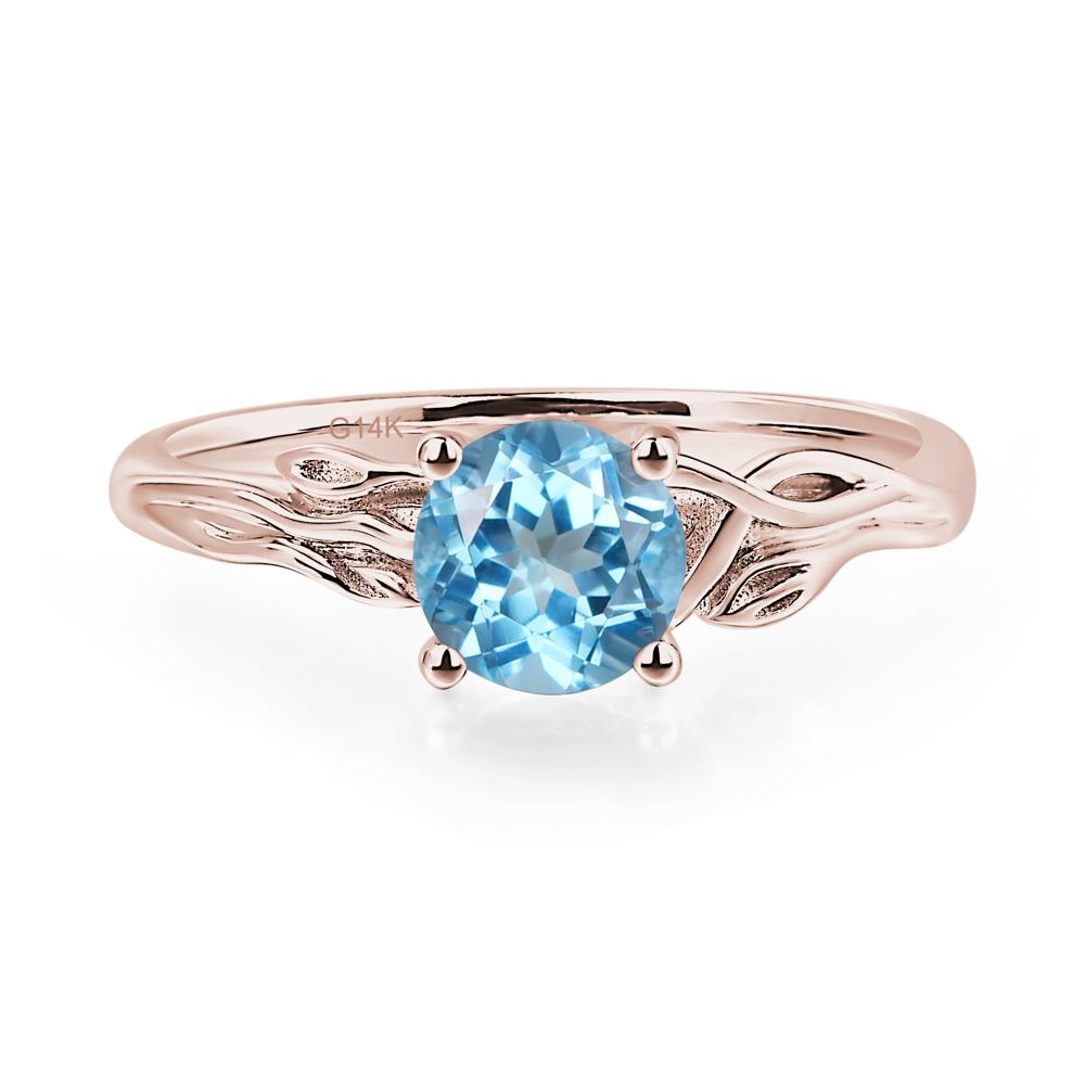 Petite Swiss Blue Topaz Tender Leaf Ring - LUO Jewelry #metal_14k rose gold