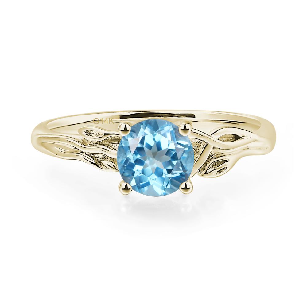 Petite Swiss Blue Topaz Tender Leaf Ring - LUO Jewelry #metal_14k yellow gold