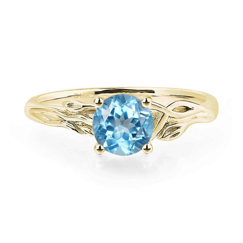 Petite Swiss Blue Topaz Tender Leaf Ring - LUO Jewelry #metal_18k yellow gold