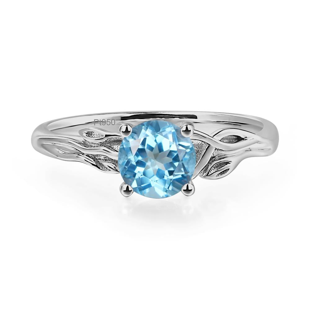 Petite Swiss Blue Topaz Tender Leaf Ring - LUO Jewelry #metal_platinum