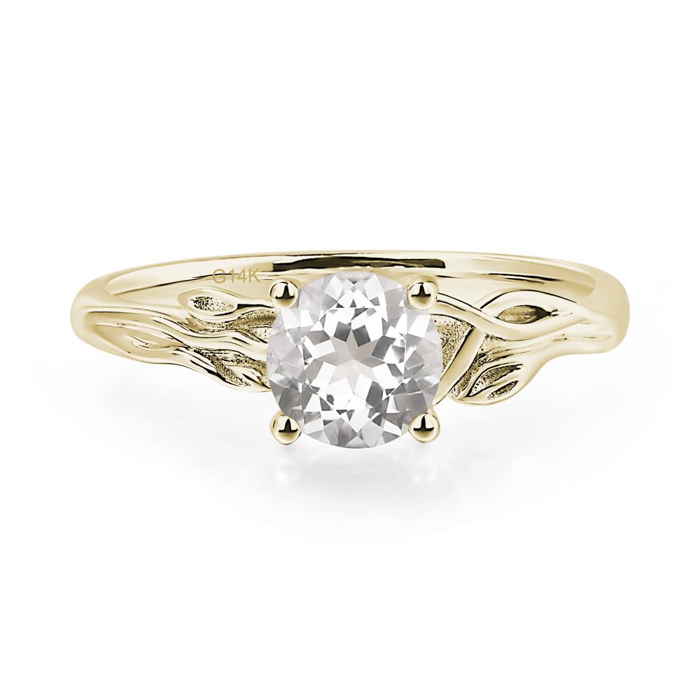 Petite White Topaz Tender Leaf Ring - LUO Jewelry #metal_14k yellow gold