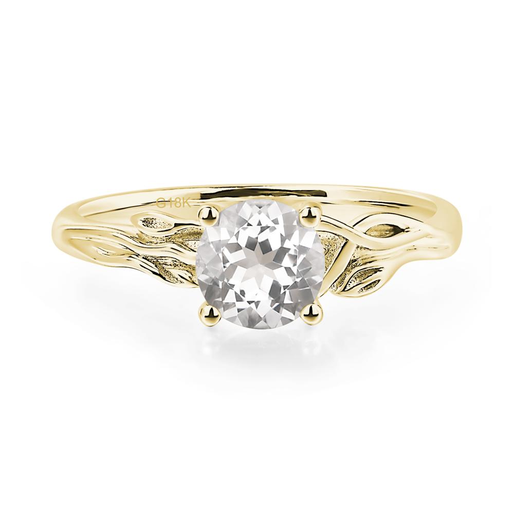 Petite White Topaz Tender Leaf Ring - LUO Jewelry #metal_18k yellow gold