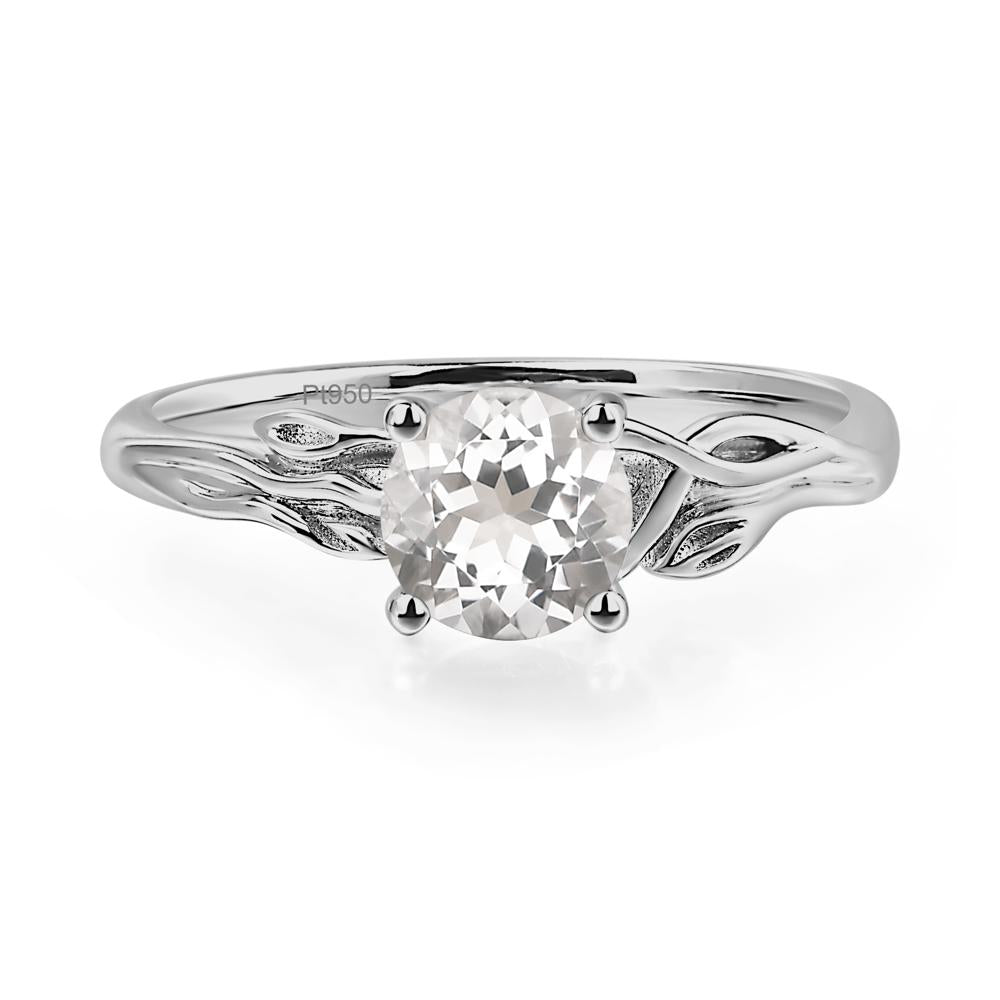 Petite White Topaz Tender Leaf Ring - LUO Jewelry #metal_platinum