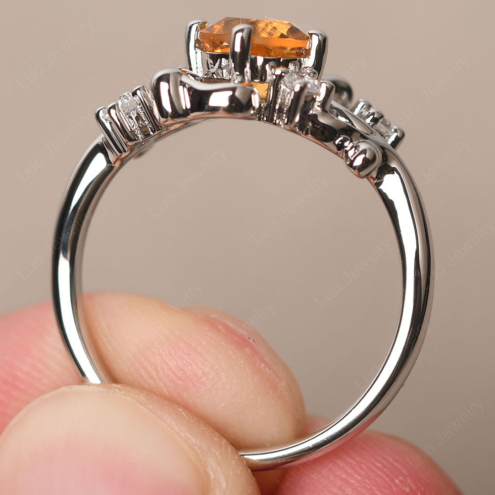 Citrine Cluster Engagement Ring Silver - LUO Jewelry