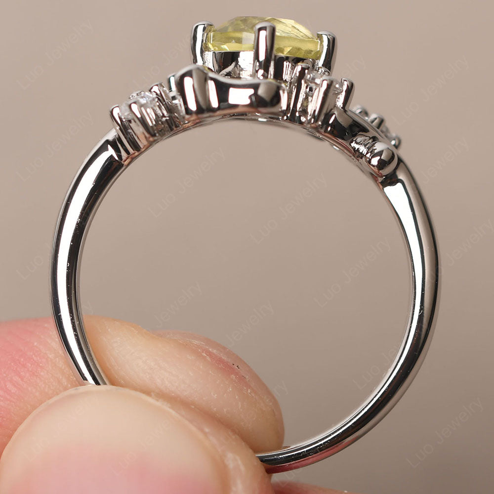 Lemon Quartz Cluster Engagement Ring Silver - LUO Jewelry