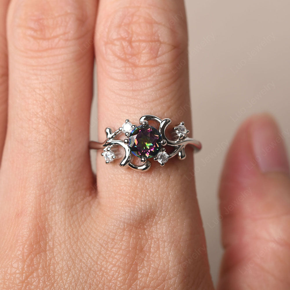 Mystic Topaz Cluster Engagement Ring Silver - LUO Jewelry