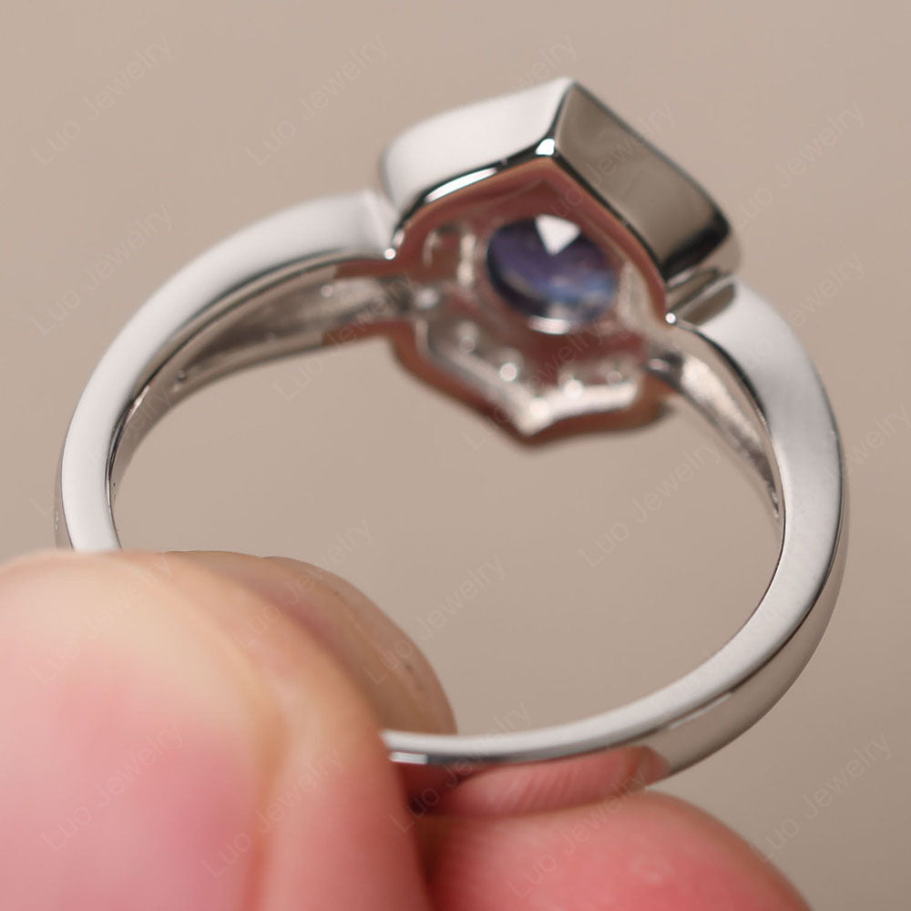 Round Cut Alexandrite Dainty Engagement Ring - LUO Jewelry