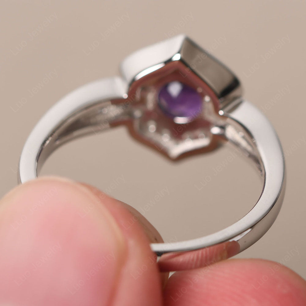 Round Cut Amethyst Dainty Engagement Ring - LUO Jewelry