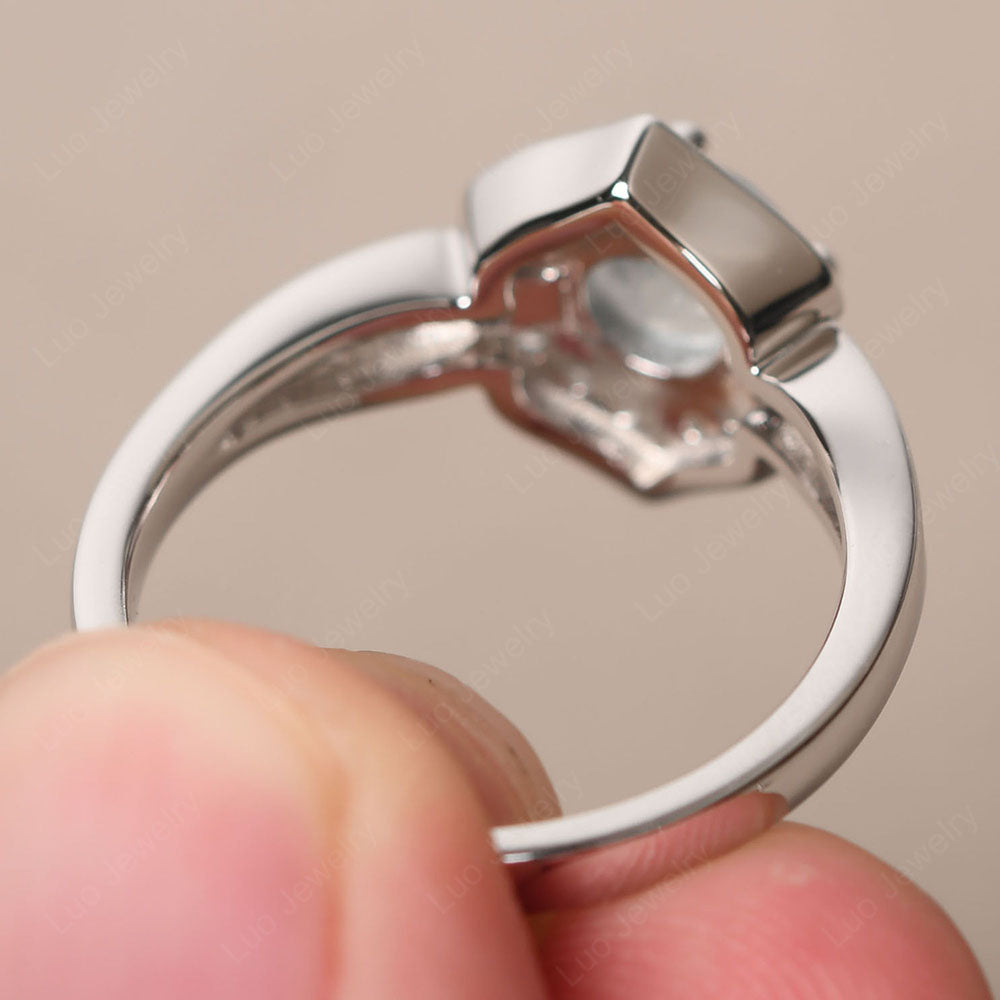 Round Cut Aquamarine Dainty Engagement Ring - LUO Jewelry