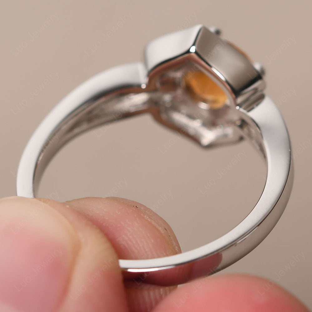 Round Cut Citrine Dainty Engagement Ring - LUO Jewelry