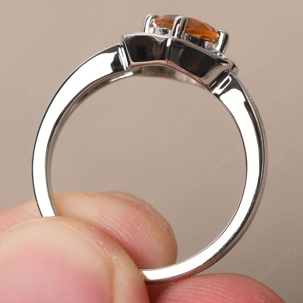 Round Cut Citrine Dainty Engagement Ring - LUO Jewelry