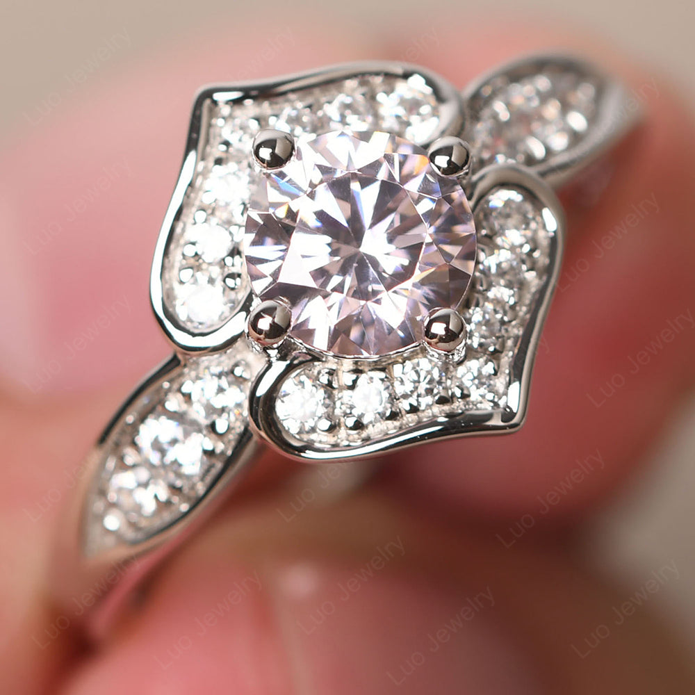 Round Cut Cubic Zirconia Dainty Engagement Ring - LUO Jewelry