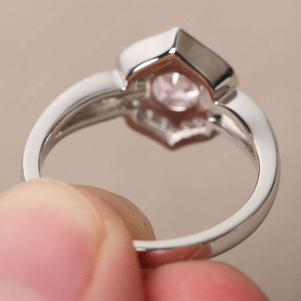 Round Cut Cubic Zirconia Dainty Engagement Ring - LUO Jewelry