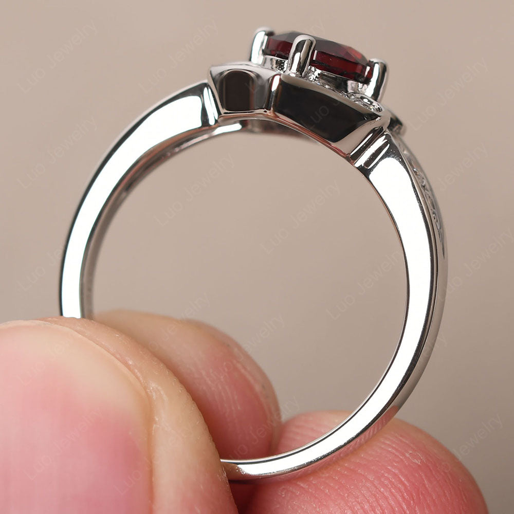 Round Cut Garnet Dainty Engagement Ring - LUO Jewelry