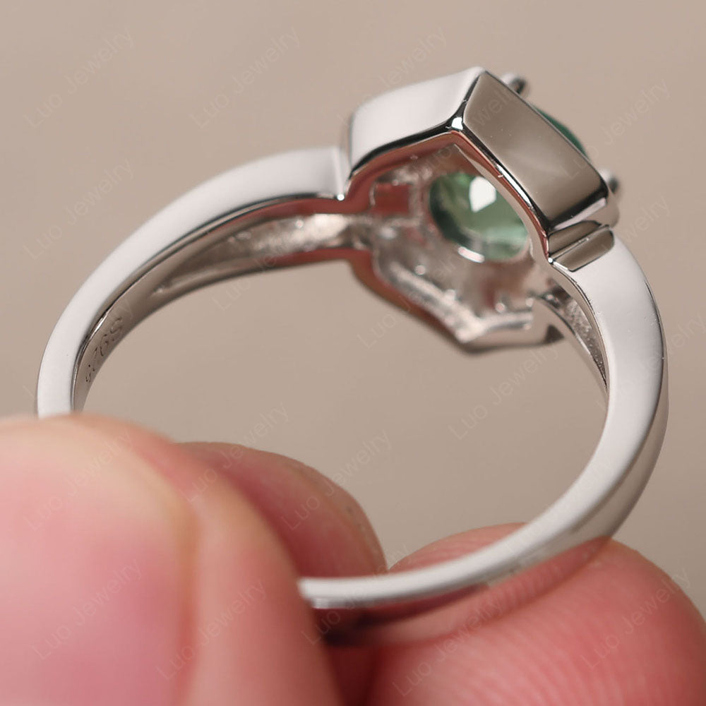 Round Cut Green Sapphire Dainty Engagement Ring - LUO Jewelry