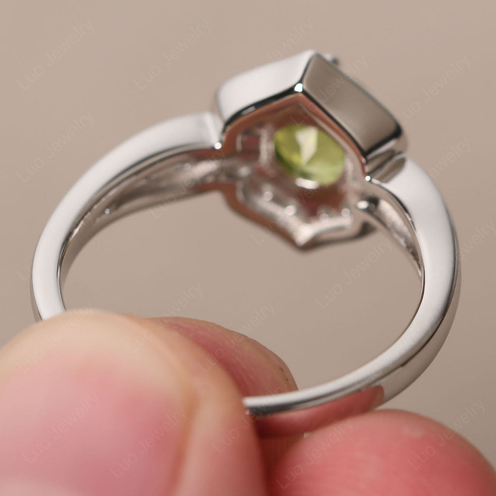 Round Cut Peridot Dainty Engagement Ring - LUO Jewelry