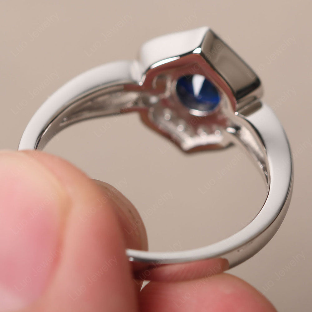 Round Cut Lab Sapphire Dainty Engagement Ring - LUO Jewelry