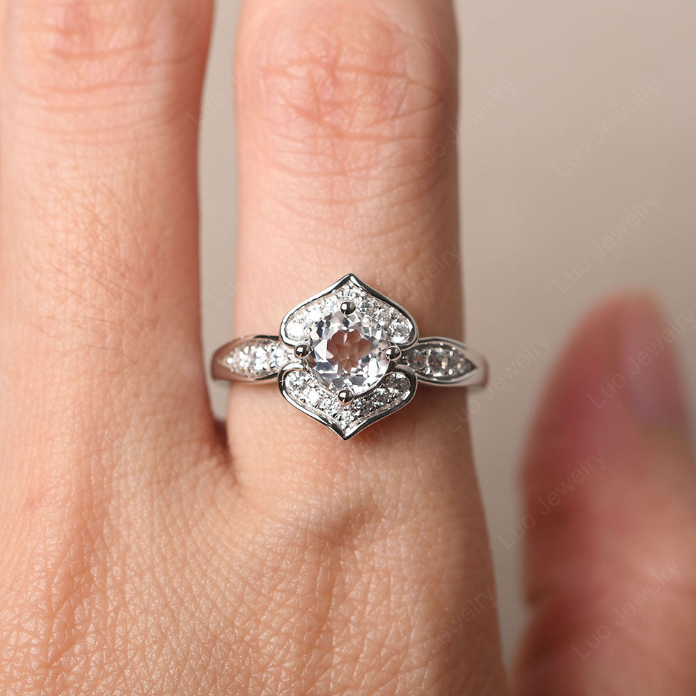 Round Cut White Topaz Dainty Engagement Ring - LUO Jewelry