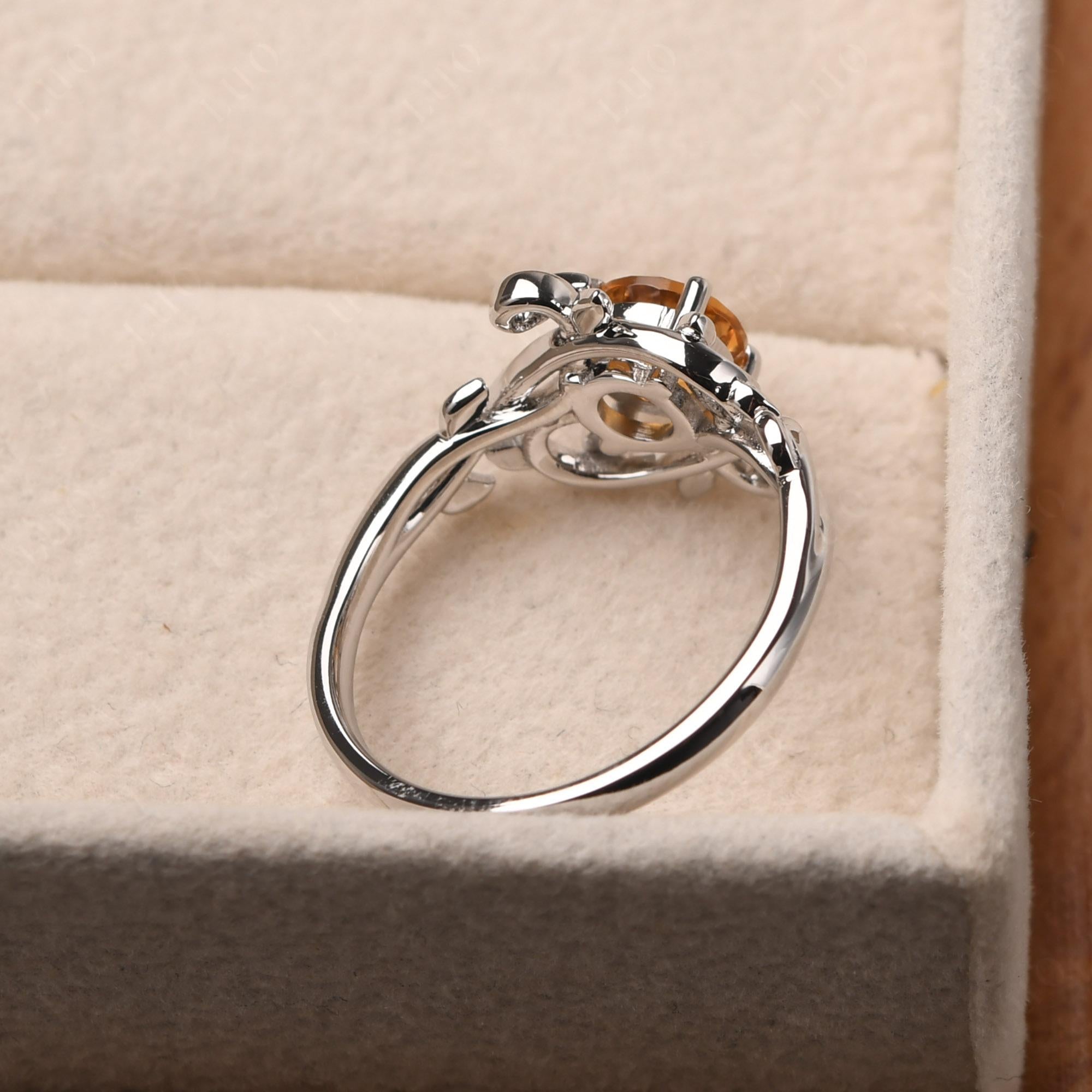 Round Cut Citrine Leaf Ring - LUO Jewelry