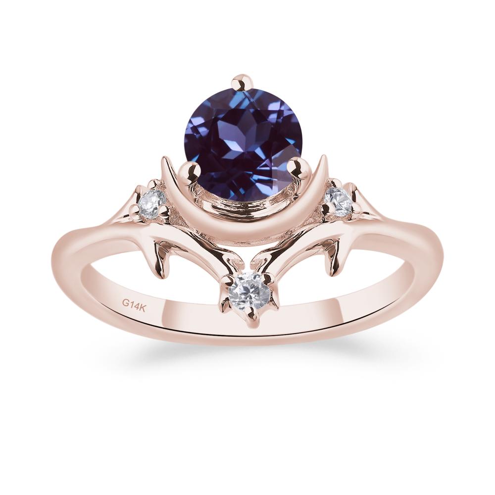 Moon and Back Alexandrite Ring - LUO Jewelry #metal_14k rose gold