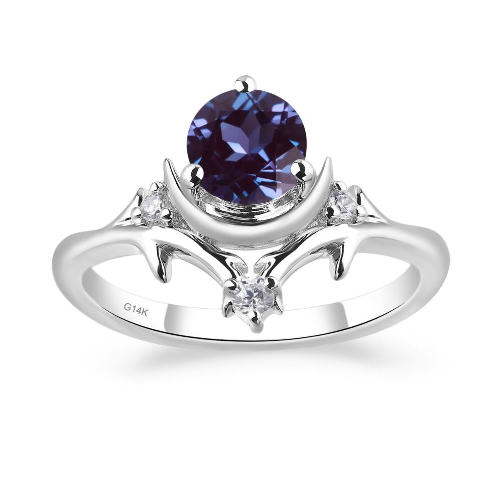 Moon and Back Alexandrite Ring - LUO Jewelry #metal_14k white gold