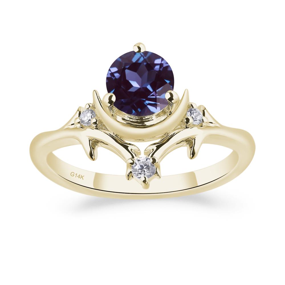 Moon and Back Alexandrite Ring - LUO Jewelry #metal_14k yellow gold
