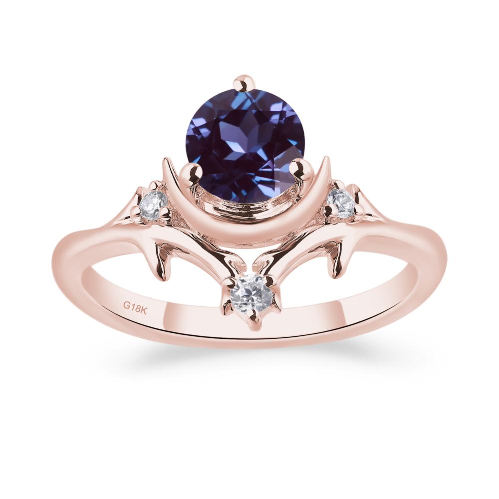 Moon and Back Alexandrite Ring - LUO Jewelry #metal_18k rose gold