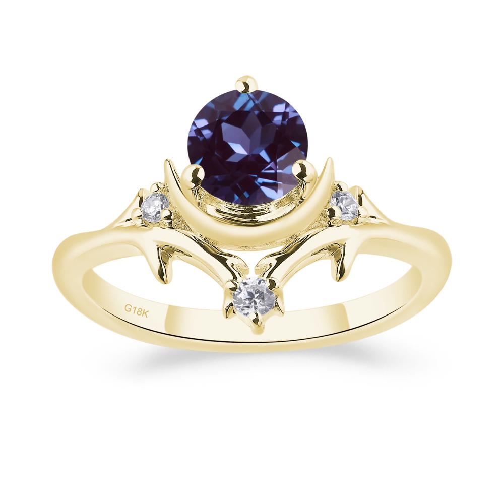 Moon and Back Alexandrite Ring - LUO Jewelry #metal_18k yellow gold