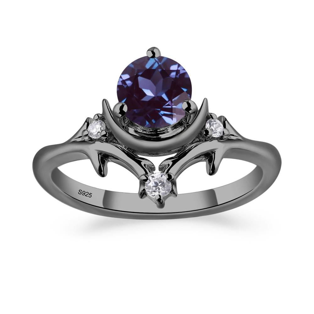 Moon and Back Alexandrite Ring - LUO Jewelry #metal_black finish sterling silver