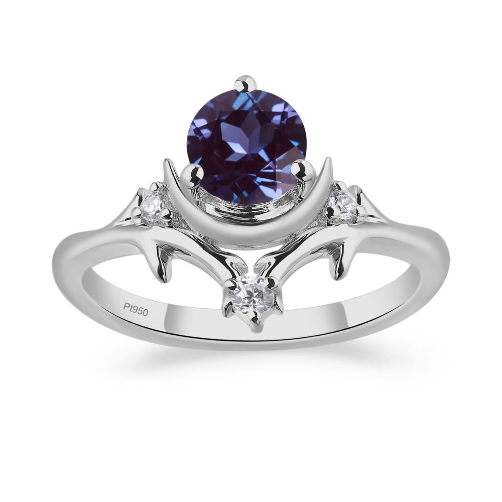 Moon and Back Alexandrite Ring - LUO Jewelry #metal_platinum