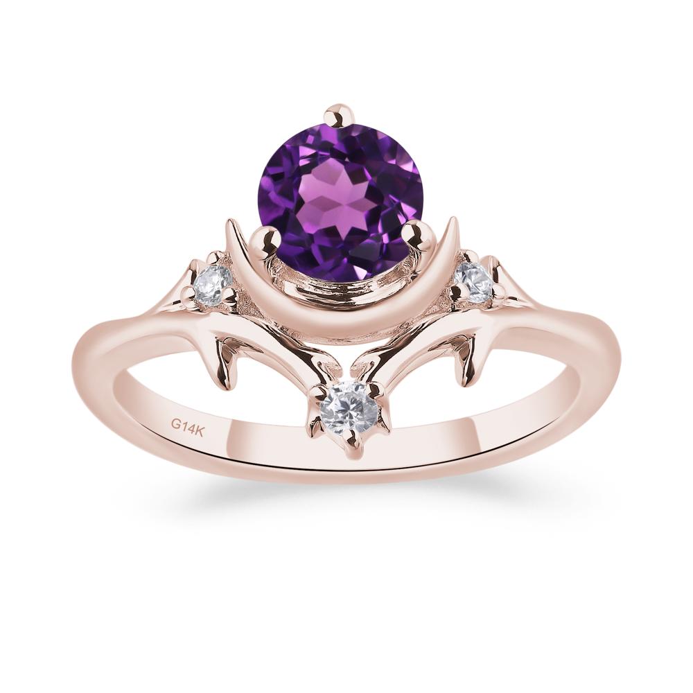 Moon and Back Amethyst Ring - LUO Jewelry #metal_14k rose gold