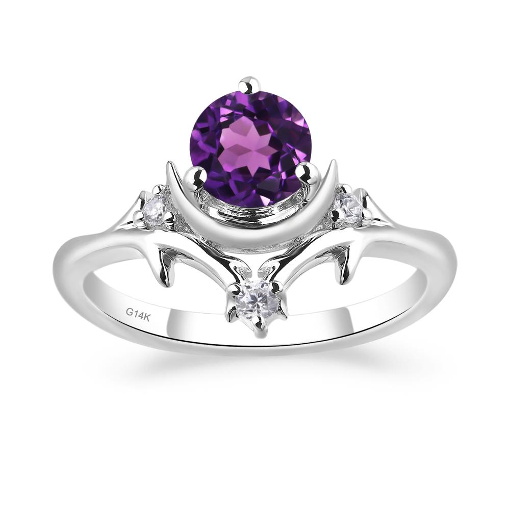 Moon and Back Amethyst Ring - LUO Jewelry #metal_14k white gold