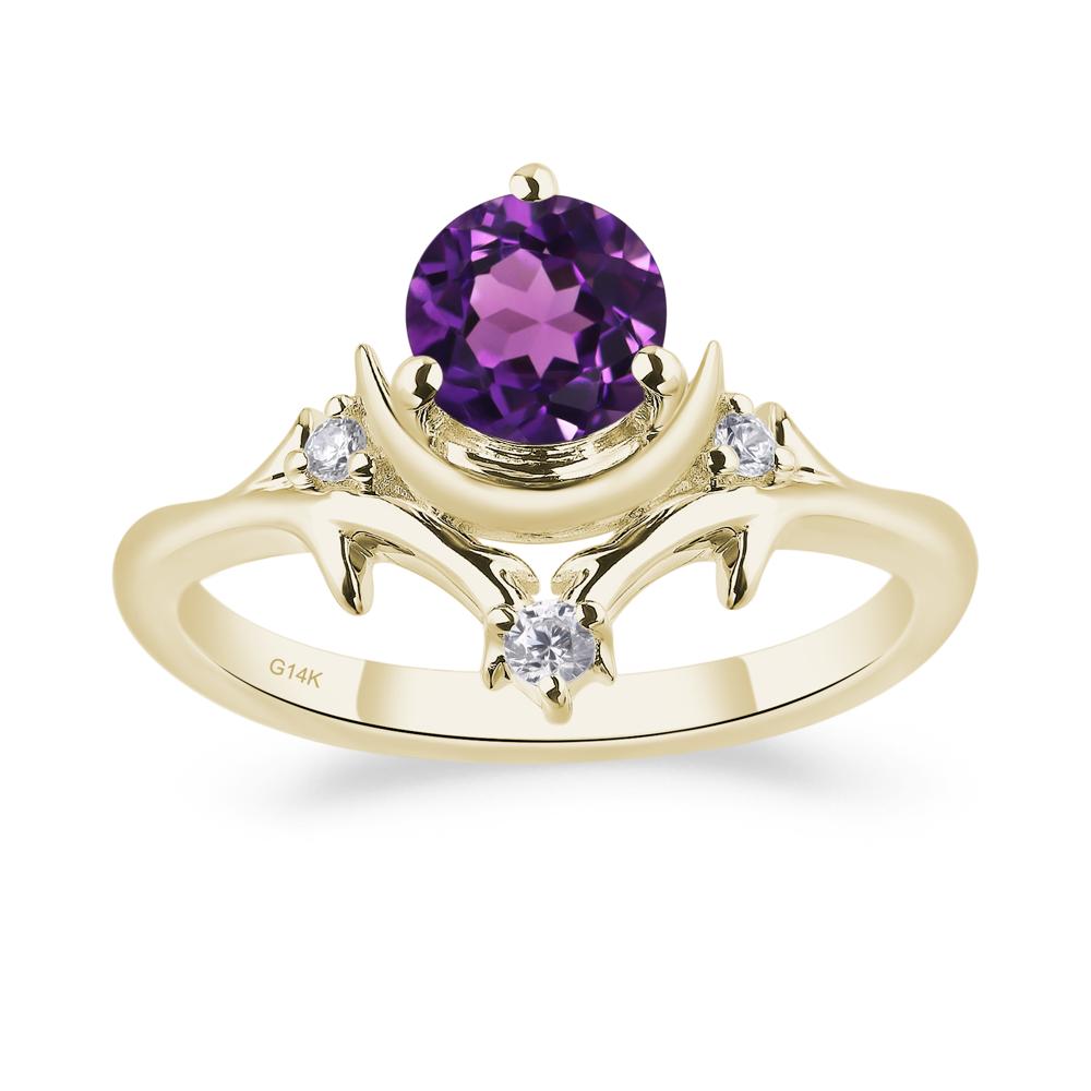 Moon and Back Amethyst Ring - LUO Jewelry #metal_14k yellow gold